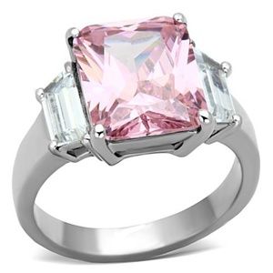 6.64 Ct Zirconia Stainless Steel Engagement Ring